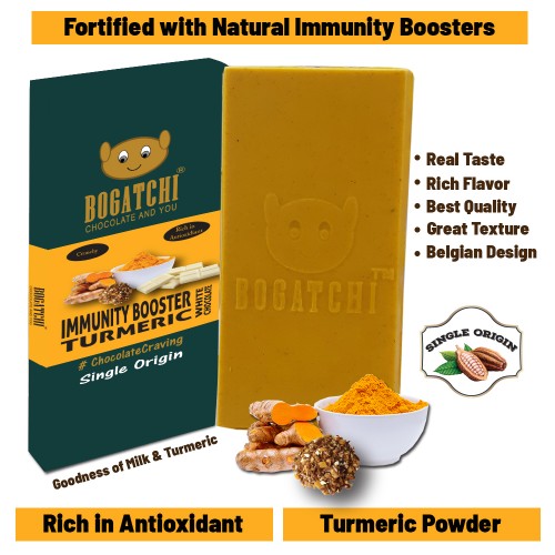 BOGATCHI Healthy Turmeric Milk White Chocolate Bar, Crunchy, 80g BOGATCHI Healthy Turmeric Milk White Chocolate Bar, Crunchy, 80g